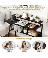 Mecale Computer Desk with Monitor Stand Extra Storage