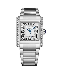 Stuhrling Elan 4088.1 Women s Rectangular Quartz Watch, Silver-Tone Stainless Steel Bracelet, Roman Numeral Dial & Date