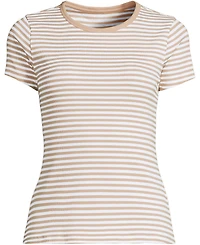 Lands' End Women's Short Sleeve Crew Neck Micro Rib Mini Tee