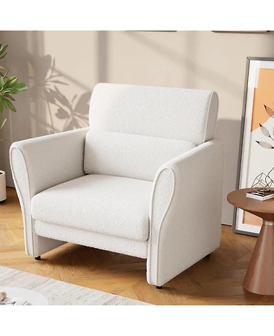 gaomon Modern Accent Chair with Arms, Boucle Upholstered Armchair, Mid-Century Lounge Chair for Living Room, Bedroom, Office, Comfy Single Sofa