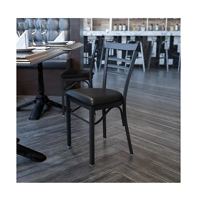Emma+Oliver Three-Slat Ladder Back Metal Restaurant Dining Chair
