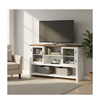 gaomon 53" Kitchen Buffet Sideboard, Modern Coffee Bar Table with 2 Glass Doors & 3 Shelves, Storage Cabinet for Living Room, Entryway