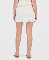 Ultra Flirt Juniors' Crochet Ruffled-Hem Mini Skirt