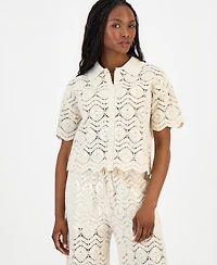 And Now This Women's Cotton Crochet Camp Shirt, Macy's Exclusive