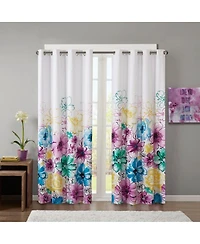 Laoties Printed Floral Blackout Curtain Panel, 50" W x 84" H, Grommet Top, Single Window Panel