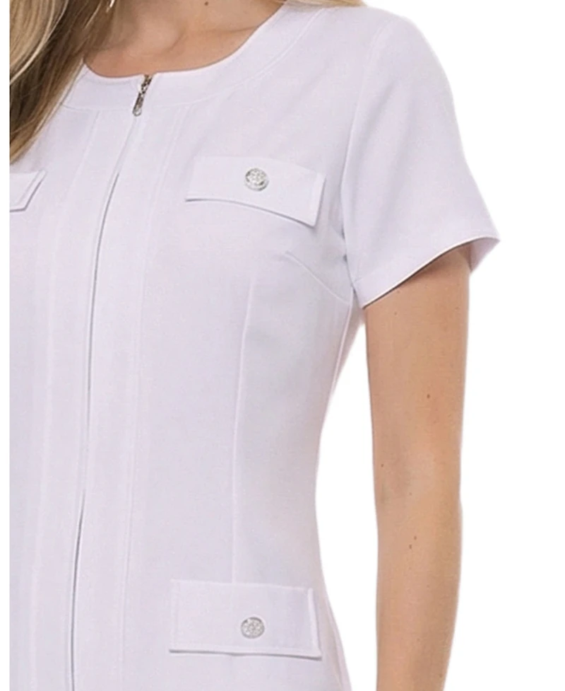 Ny Collection Petite Short Sleeve Pleat Hem Dress