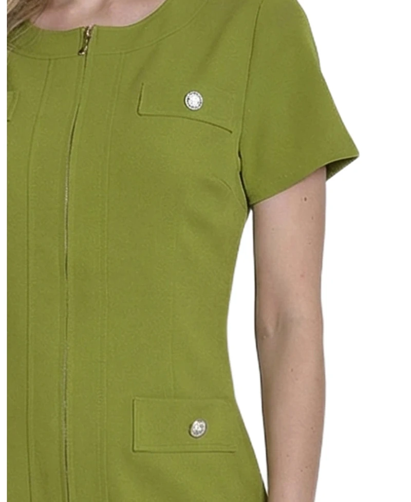 Ny Collection Petite Short Sleeve Pleat Hem Dress