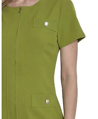 Ny Collection Petite Short Sleeve Pleat Hem Dress