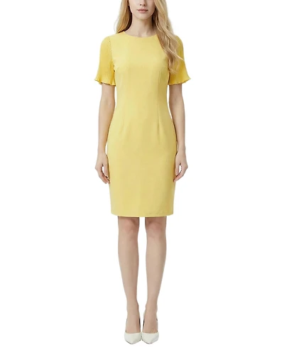 Ny Collection Petite Pleated Short-Sleeve Dress