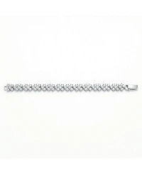 White Gold Plated Classy Three Row Cubic Zirconia Tennis Bracelet