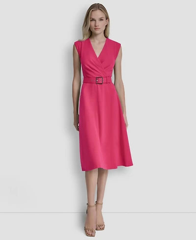 Dkny Women's V-Neck Belted Dress