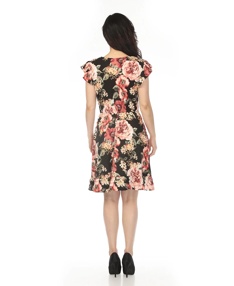 White Mark Women's V-Neck Empire Dress