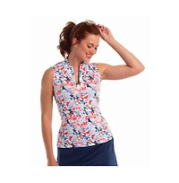 Ep Ny Women's Vine Floral Print Short Sleeve Golf Polo