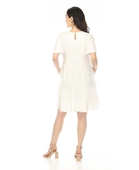 White Mark Women's V-Neck Short Sleeve Dress