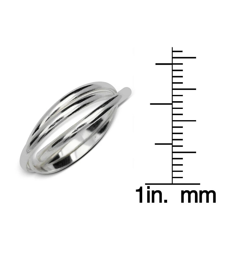 Curata Jewelry 925 Sterling Silver Unisex 6mm Polished Intertwining Rolling Ring