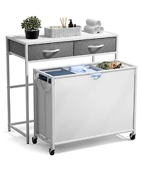 Sorbus Dresser with 3 Section Laundry Hamper and 2 Drawers for Laundry Room Organization