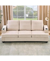 gaomon 89-Inch Modern 3-Seater Sofa Couch with Cup Holders and Side Storage Pockets, Comfy Couches with Deep Seat for Living Room Apartment Lounge
