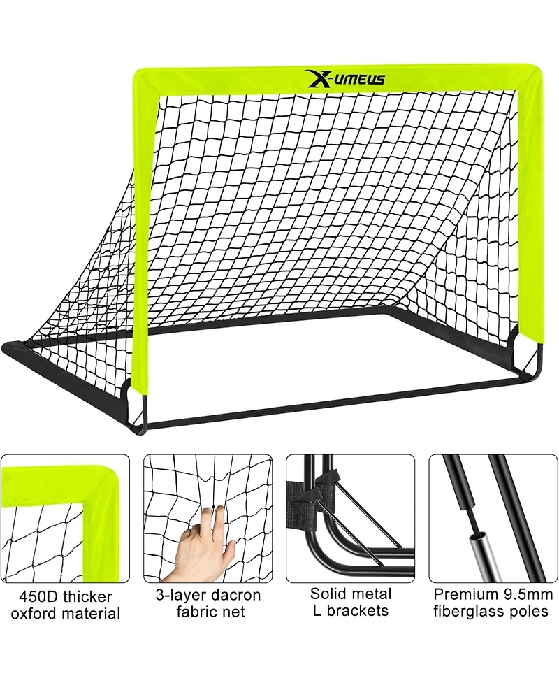 X Umeus 4'x3' Kids Pop Up Soccer Goal Set – Includes Ball, Agility Ladder & Cones for Backyard Training