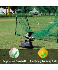 Furlihong Mechanical Baseball Soft Toss Machine with Adjustable Angles & Step On Paddle Launch, Compatible with Regulation Baseballs