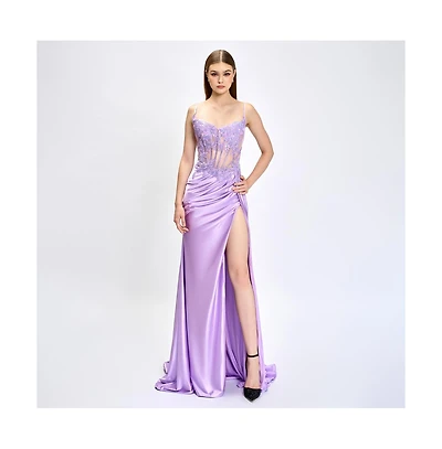 Bariano Women's Serra Lace Corset Gown