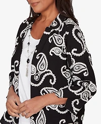 Alfred Dunner Women's Crowd Pleaser Paisley Embroidered Two One Top