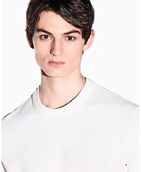 A|X Armani Exchange Men's White Edition Short Sleeve Layered Sweater