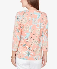 Ruby Rd. Petite Embellished Oceania Floral Knit Top