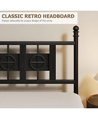 gaomon Full Size Metal Bed Frame with Headboard, Footboard & Vintage Circular Design, Storage Space, Easy Assembly