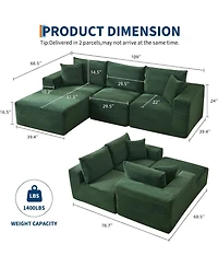 gaomon 108" Modular Sectional Sofa - L Shaped Boneless Cloud Couch with 67.5" Chaise, Reversible L/R Facing
