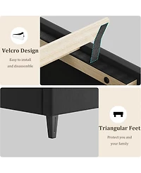 gaomon Queen Bed Frame – Upholstered Headboard, Heavy Duty Platform with Strong Wood Slats, Noise Free Design, No Box Spring Needed