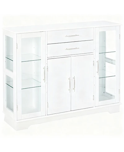 Yigii Kitchen Cabinet with Glass Doors and Drawers