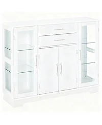 Yigii Kitchen Cabinet with Glass Doors and Drawers