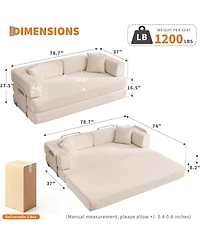 gaomon Convertible Couch - 78.7" Folding Sofa Bed with 2 Pillows, No Assembly Required for Living Room, Bedroom