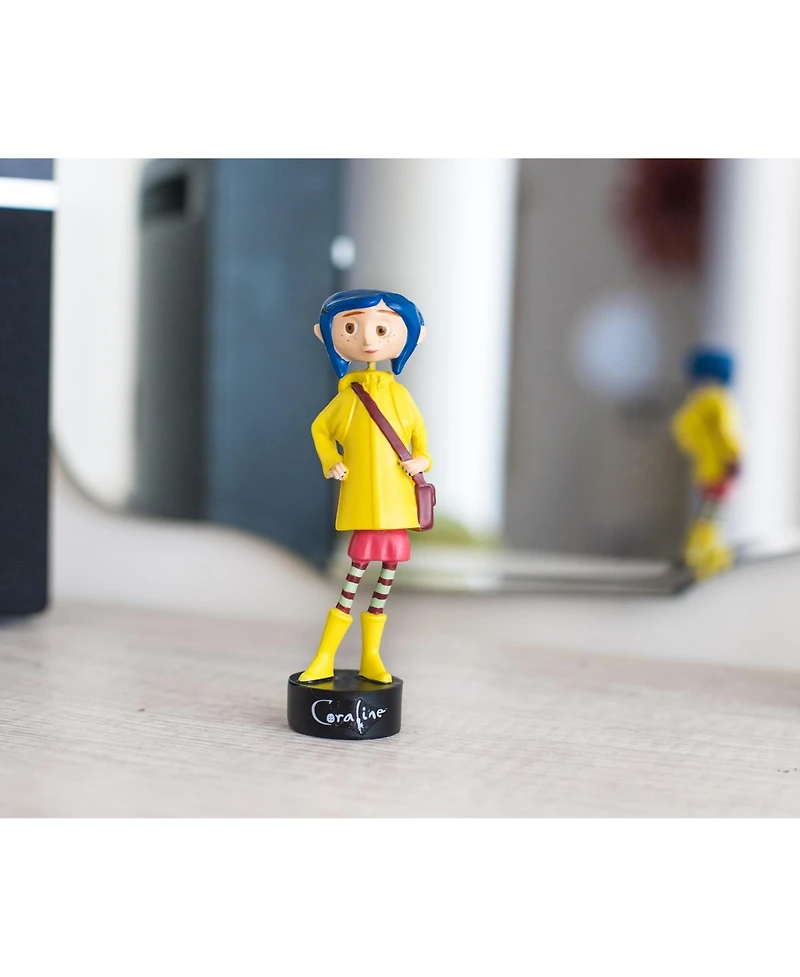 Surreal Entertainment Coraline in Rain Coat Pvc Bobble Figure for Adults Only | Collectible Bobblehead Action Figure, Desk Toy Accessories | 5 Inches