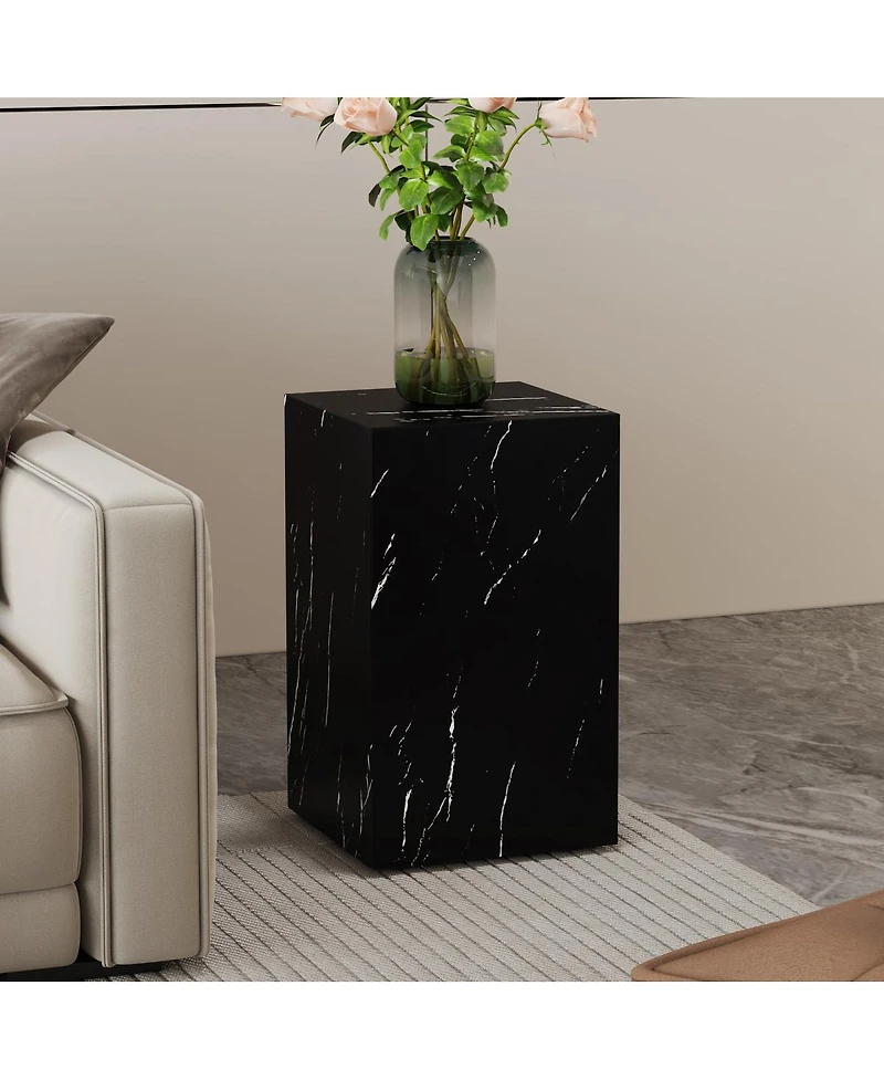 Streamdale Furniture Black Marble Texture Mdf Coffee Table - Luxurious Design, Rectangular Accent.