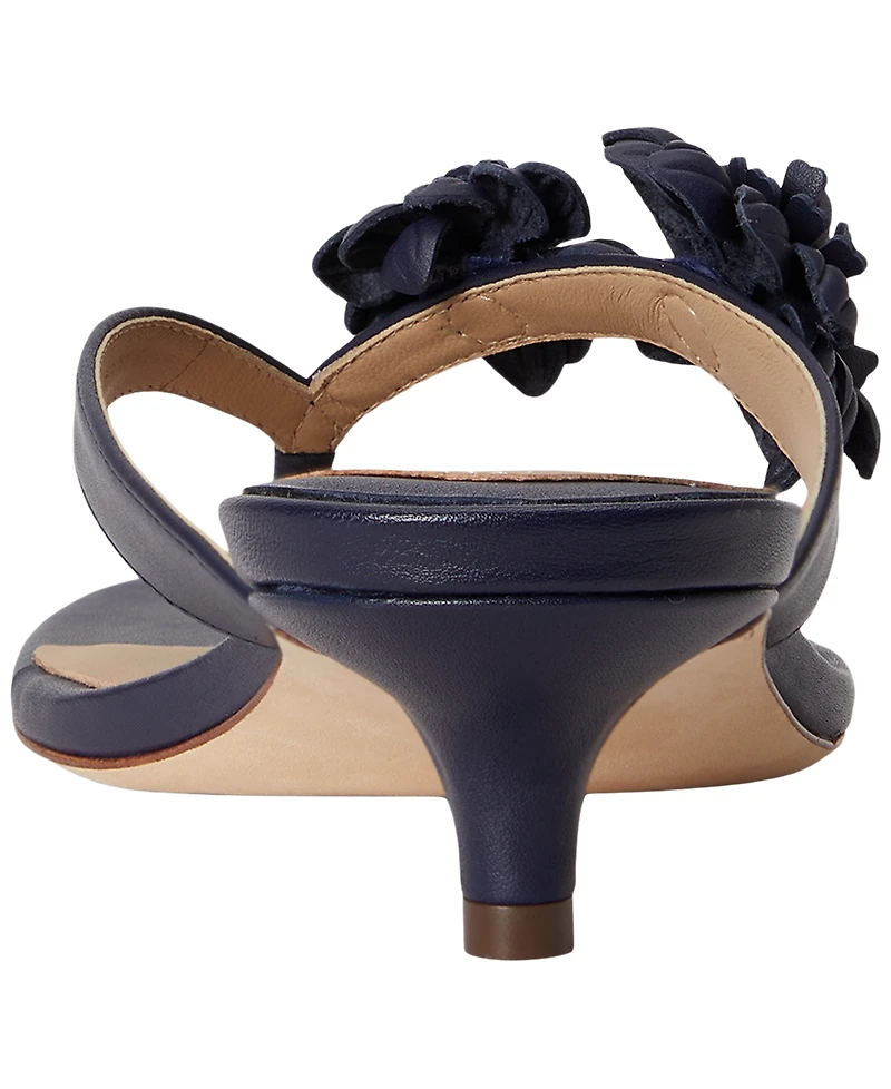 Lauren Ralph Women's Francesca Floral-Trim Nappa Dress Sandals