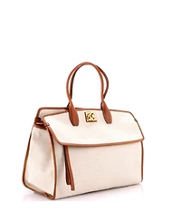 Pre-Owned Salvatore Ferragamo Large Studio Soft Satchel Canvas