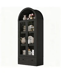 Yigii 75" Tall Arched Farmhouse Cabinet with Load-bearing Steel Pipe for Kitchen & Living