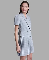 Bcbg Women's Draped Collar Two Button Plaid Jacket