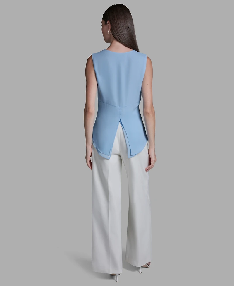 Bcbg Women's V-Neck Lace Detail Pull-On Top