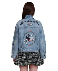 Avec Les Filles Women's Pleated Back Trucker Jacket
