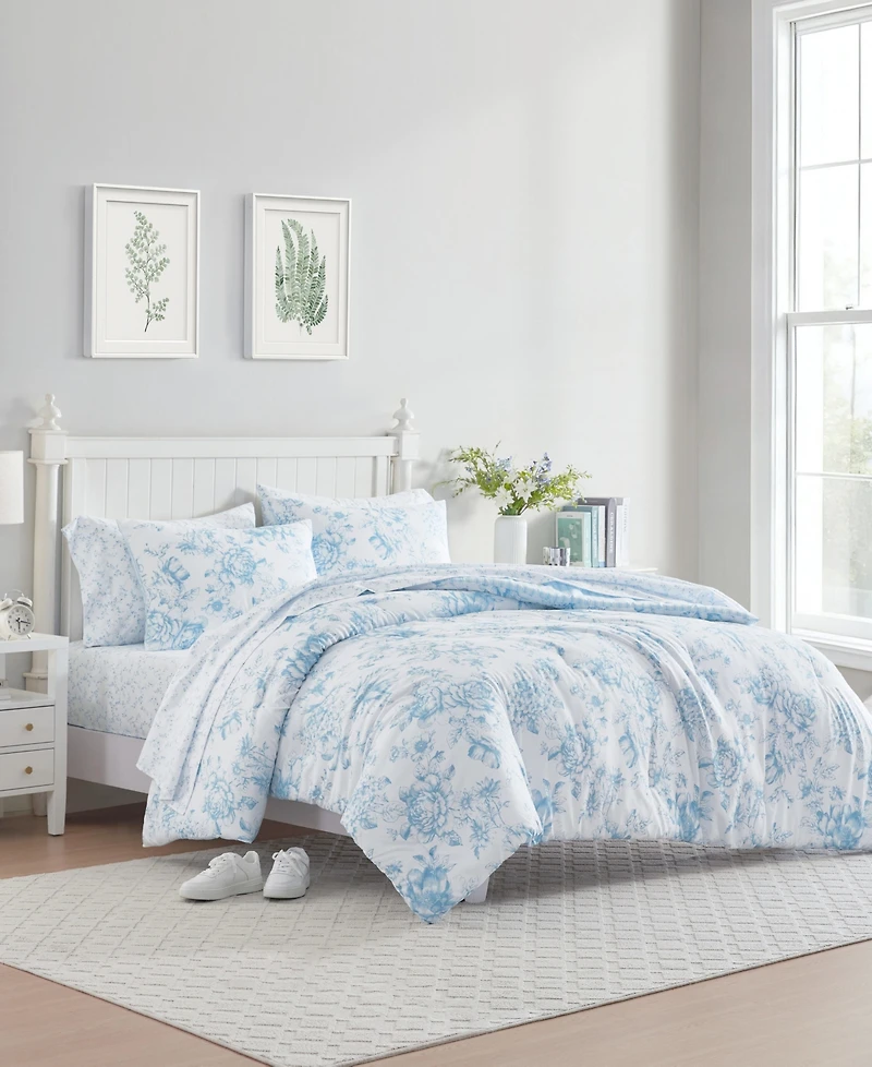 Laura Ashley Delphine Washed Microfiber 5-Pc. Comforter Set, Twin