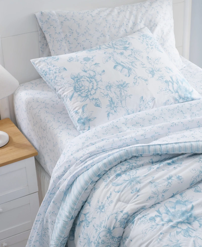 Laura Ashley Delphine Washed Microfiber 7-Pc. Comforter Set