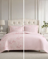 Laura Ashley Toile Delightful Reversible 3-Pc. Quilt Set, King