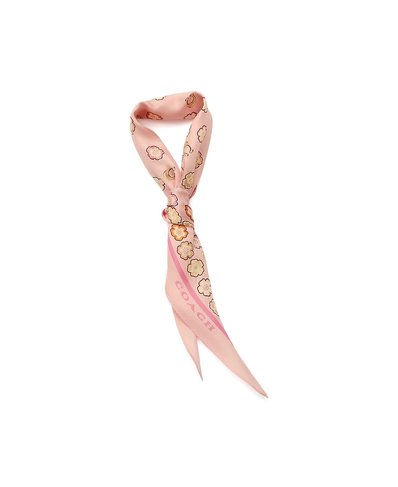 Coach Women's Waterfall Tea Rose Printed Silk Diamond Scarf