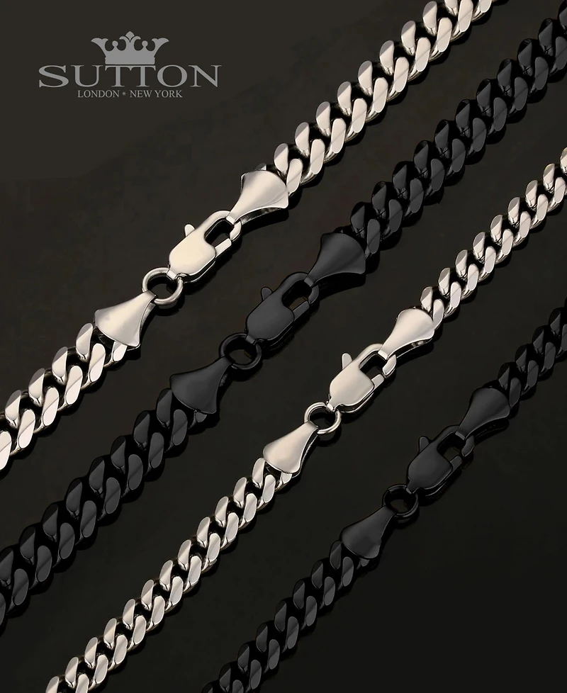 Rhona Sutton Men's Stainless Steel Black Plated Curb Chain Bracelet