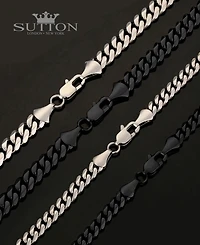 Rhona Sutton Men's Stainless Steel Black Plated Curb Chain Bracelet