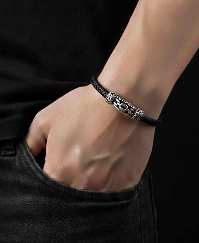 Rhona Sutton Men's Nexara Leather & Stainless Steel Bracelet