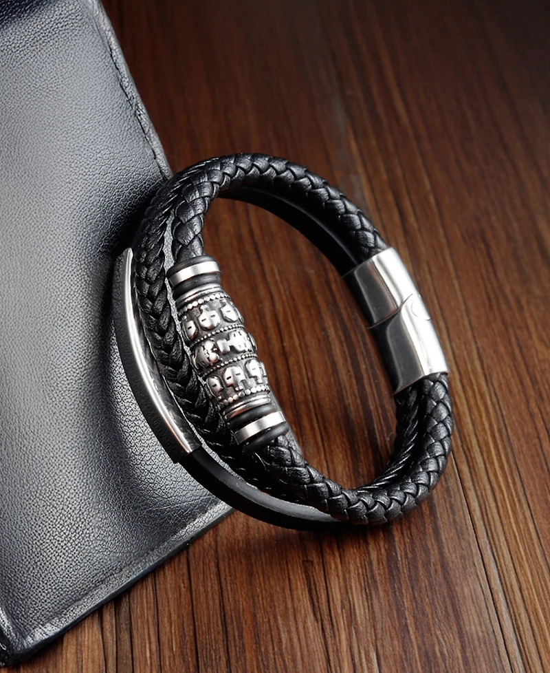 Rhona Sutton Men's Mortis Leather & Stainless Steel Bracelet