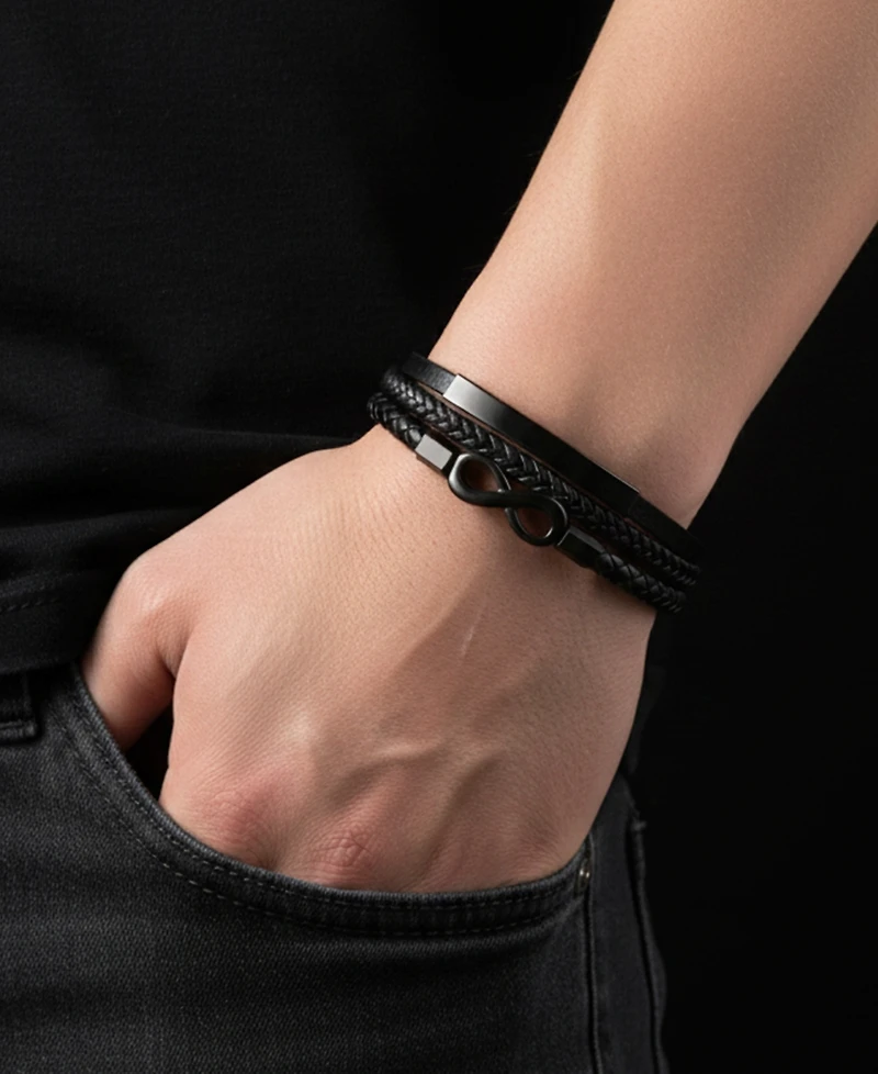 Rhona Sutton Men's Corvian Leather & Stainless Steel Bracelet